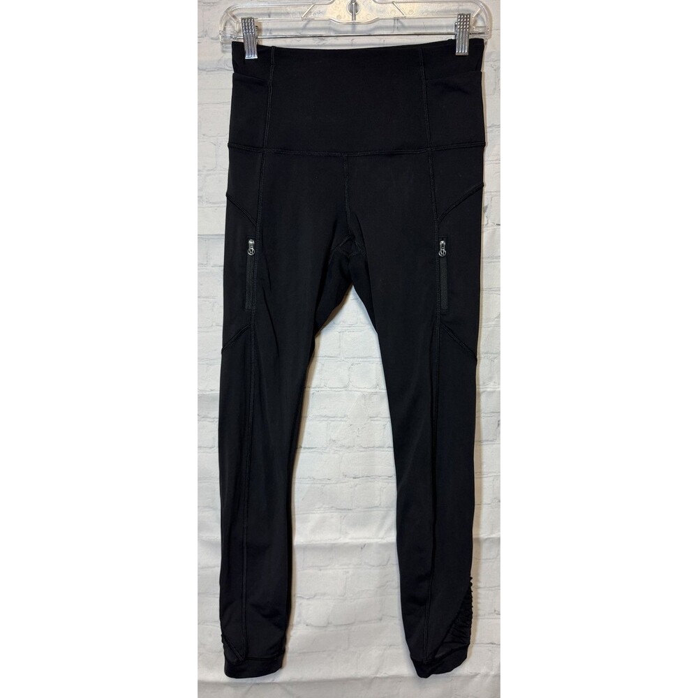 Lululemon cropped Mesh Black Workout Pants Leggings Women's Size 4